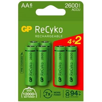 Lot de 12 piles AA rechargeables NiMH, haute capacité 1300 mAh 1,2