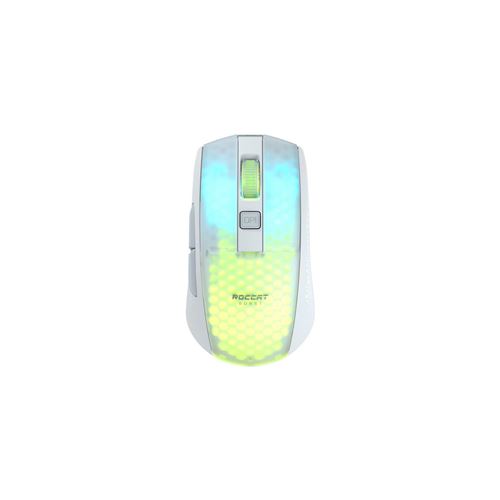 ROCCAT Burst Pro Air - Souris - ergonomique - optique - 6 boutons - sans fil - 2.4 GHz, Bluetooth 5.2 - récepteur sans fil USB - blanc
