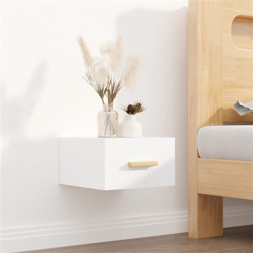 vidaXL - Table de chevet murale - 35x35x20 cm - Blanc - Image 3
