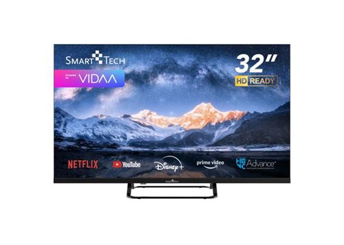 Smart Tech TV LED HD 32 Pouces (80cm) 32HV02V Smart TV VIDAA Molotov, Netflix, Prime Video, Disney , Youtube, Plex 3xHDMI 2xUSB Mode Hotel