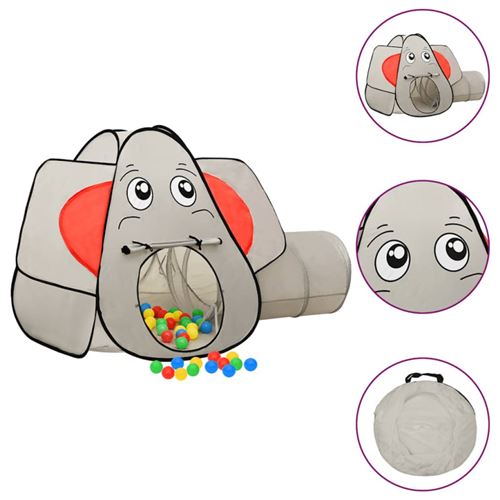 Vidaxl tente de jeu pour enfants &eacute;l&eacute;phant gris 174x86x101 cm