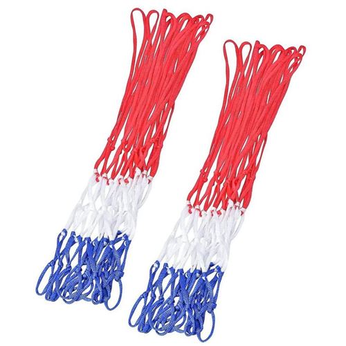 BUMBER Lot de 2 filets de panier de basket-ball - Rouge, blanc, bleu - Adaptabilité universelle et Installation facile
