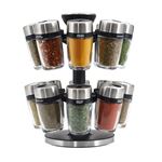 Support à épices Aimanté - 6 Pots En Verre Avec Saupoudreur - Pour Frigo Ou Mur - Inox 15,5x17,5x18,5 Cm - 5