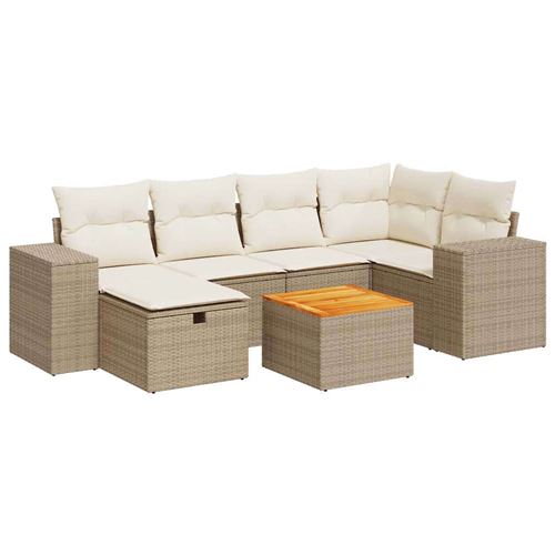 Non Communiqué Beige Salon De Jardin Modulable Vidaxl Rotin 7 Pieces X 93 X 69 6 Personnes