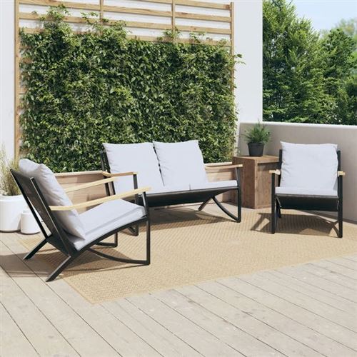 Vidaxl Noir Meubles Balcon 3 Pcs - Image 3