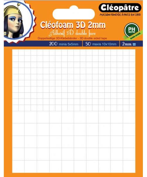 250 carrés de colle 3D - Cléopâtre - 2 mm