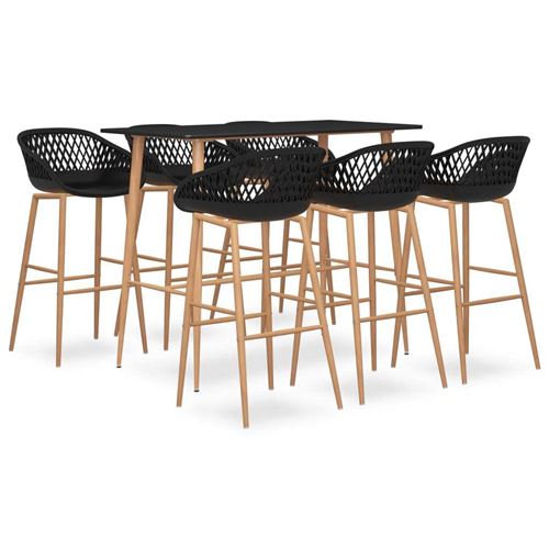 Ensemble De Bar 7 Pcs Noir Vidaxl