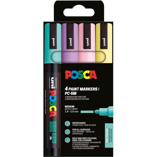Non Communiqué Pochette 4 Marqueurs Posca - Pc5m - Couleurs Douces - Pointe Moyenne