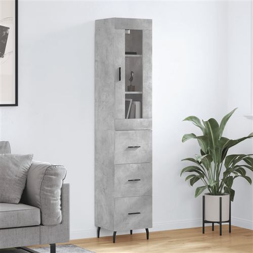 VIDAXL - Buffet Haut - Meuble de Rangement Moderne - Gris Béton - Image 3