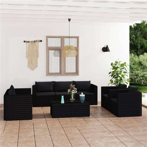  Salon de jardin resine tressee noir 9 pieces x 68 x 63 9 personnes 