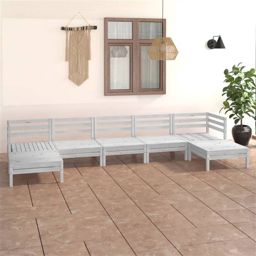 Non Communiqué Blanc Vidaxl 7-Delige Loungeset Massief Grenenhout Wit3083345