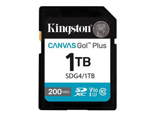 Kingston Canvas Go! Plus - Carte mémoire flash - 1 To - Video Class V30 / UHS-I U3 / Class10 - SDXC UHS-I