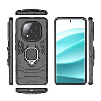 Coque PIXFAB Pour Xiaomi Redmi Note 14 Pro 4G – Noire Avec Anneau Et Béquille