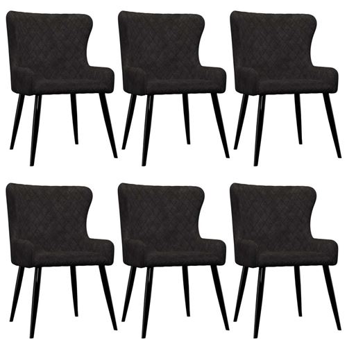 vidaXL Chaises de salle à manger 6 pcs Noir Velours