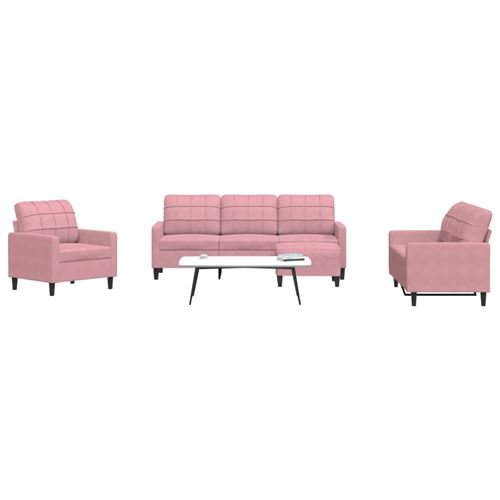 Non Communiqué Rose Vidaxl 4-Delige Loungeset Met Kussens Fluweel Roze3278364