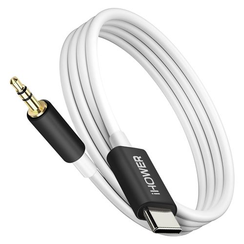 Câble USB-C vers Jack 3.5mm Mâle Audio Auxiliaire 1m iHower Noir