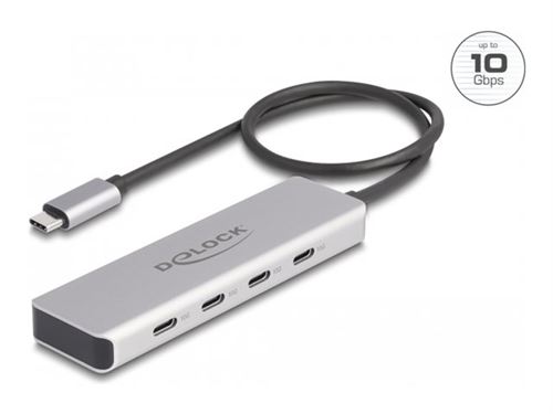 Delock - Concentrateur (hub) - 10 Gbps, with 35 cm connection cable - 4 x USB-C - de bureau