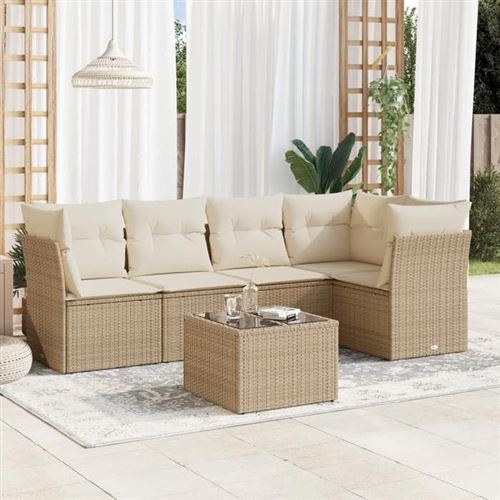Non Communiqué Beige Salon De Jardin Modulable Vidaxl Rotin 6 Pieces 62 X 62 X 69 Cm 5 Personnes