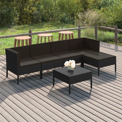 Non Communiqué Noir Vidaxl Salon De Jardin 6 Pcs Avec Coussins Résine Tressée