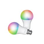 Trust Ampoule LED Connectée B22 Compatible avec Alexa et Google Home, Sans Hub, WiFi 2.4GHz Blanc et Couleur – Lot de 2