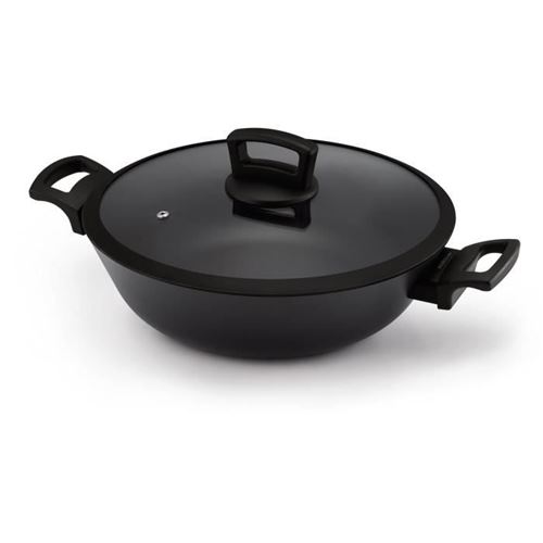 KITCHEN FUN BY BEKA 13860304 Twist Wok 2 anses + couvercle 30 cm - Tous feux + induction - Noir