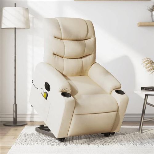 Non Communiqué Or Vidaxl Fauteuil De Relaxation, Massage, Inclinable Électrique Réglable Tissu Crème