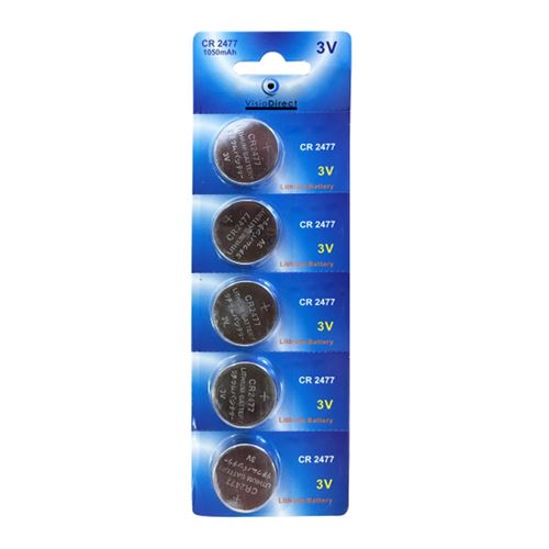 Lot de 5 Piles bouton plates lithium type CR2477 3V - Visiodirect -