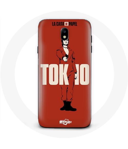 Coque pour Samsung Galaxy j7 2017 La casa de papel Tokyo Fanart logo Fond Rouge Maniacase