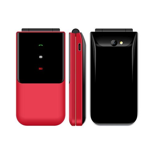 Téléphone Portable à Clapet 1.77 Pouces Double SIM Bluetooth FM Batterie Longue Durée Rouge YONIS
