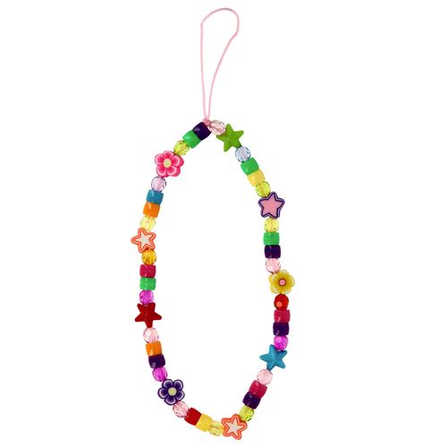 Bijou de Téléphone 25 cm Perles Fleurs et Étoiles Pratique Avizar Multicolore