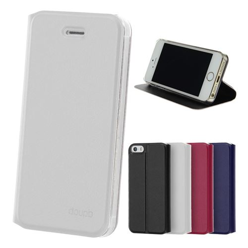 doupi Deluxe FlipCover pour iPhone 4 / 4S, Magnétique Style Livre Étui de Protection avec Support, Blanc