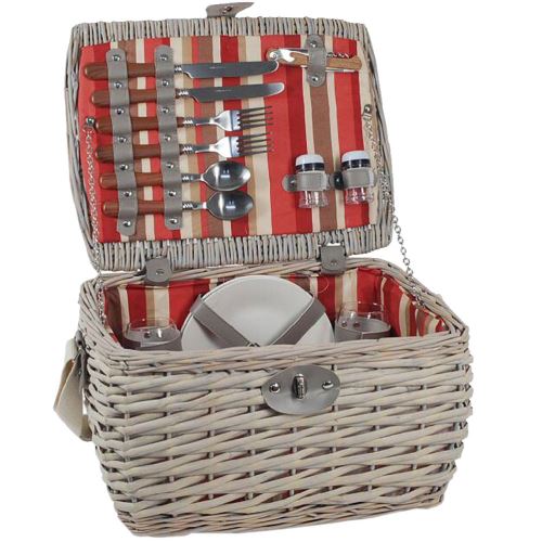 Panier Pique Nique En Osier Avec Vaisselle Pour 2 Sacs De Courses Achat Prix Fnac