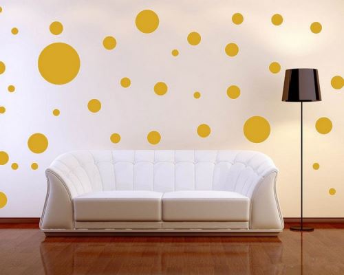 HOMEMANIA Sticker Polka Dots - Cercle - pour les enfants - au mur - Or en Vinyle, 25 x 0,15 x 29 cm