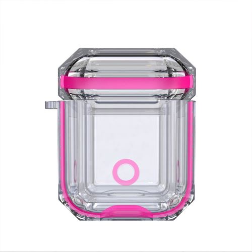 Coque en TPU bicolore avec chargement de sangle rose pour votre Apple AirPods (2019)/(2016)