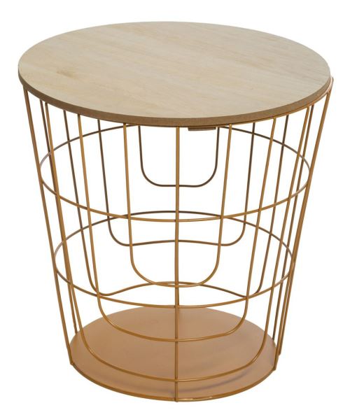 Table à café métallique coloris moutarde - L. 36,5 x l. 36,5 x H. 38 cm -PEGANE-