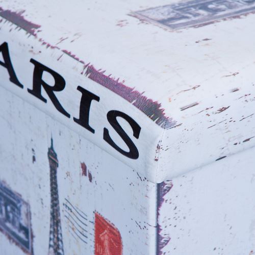 Paris Prix - Boîte De Rangement Pliable paris 76cm Blanc & Gris