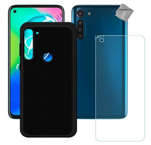 Coque silicone gel fine pour Motorola Moto G8 Power avec verre trempe - NOIR