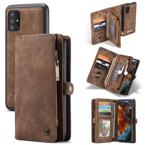 Etui en PU Millésime 2 en 1 à plusieurs emplacements marron pour votre Samsung Galaxy A51 SM-A515