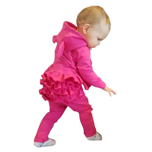 Enfant Tout-Petit Bébé Cartoon Manches Longues à Capuche Hauts + Ruffle Pantalons Tenues Set YEZB295