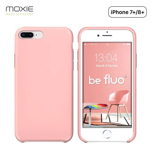 Coque iPhone 7 Plus/8 Plus Moxie BeFluo® Coque Silicone Liquide Fine et Légère, Anti-chocs et Anti-rayures - Rose Clair