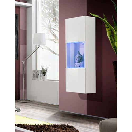 Paris Prix Blanc Vitrine Led Murale Design "Fly Iii" 126Cm