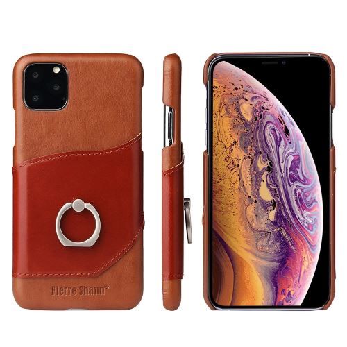 Etui en cuir véritable avec béquille et porte-carte marron pour votre Apple iPhone XR (2019) 6.1 pouces