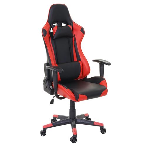 Chaise de bureau MENDLER HWC-D25 charge maximale de 150kg similicuir noir rouge