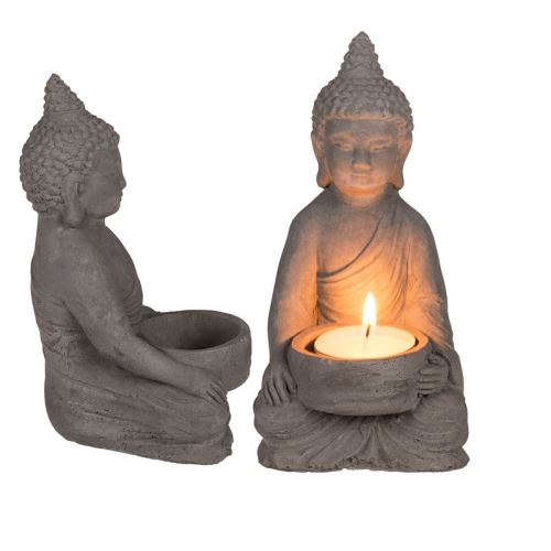 bougeoir ciment bouddha 15 cm