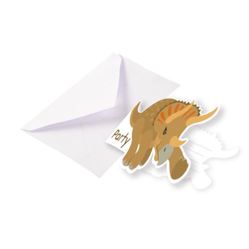 8 invitations + enveloppes dinosaures