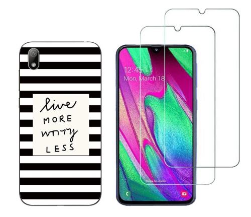 Coque et 2 films HUAWEI Y5 2019 - Coque souple Solide fantaisie + 2 Films en Verre trempé résistants Anti Casse écran - Rayures Noires