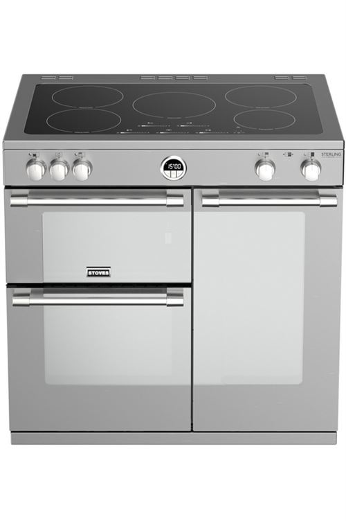 Stoves Sterling Deluxe 90 EI - Cuisinière (triple four) - pose libre - largeur : 89.6 cm - profondeur : 60 cm - hauteur : 90 cm - acier inoxydable