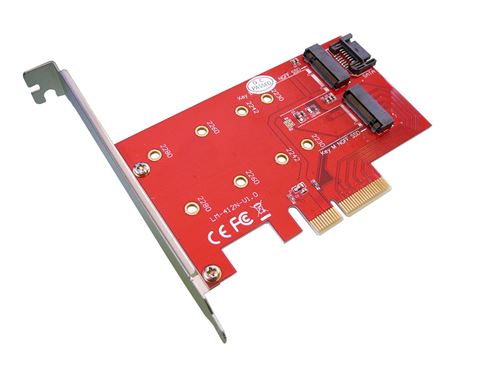 Carte Controleur PCIe pour SSD M.2 - 2 ports 1x SSD M2 SATA + 1x SSD M2 PCie