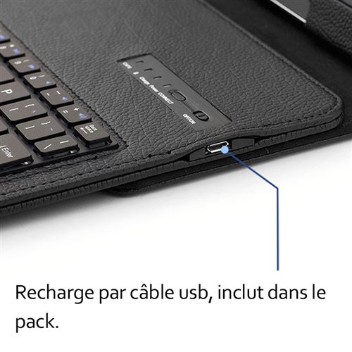 Coque de Protection Folio avec Clavier Bluetooth français iPad 10.2,  Housse Clavier AZERTY pour iPad 9/8/7ème Gén, Noir - Mobilis