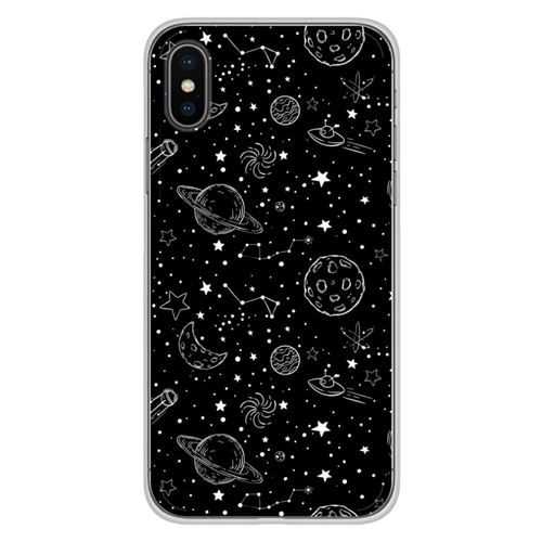 Coque en silicone imprimée compatible Apple iPhone XS Max Galaxy draw